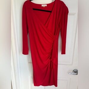 Calvin Klein Vibrant Red Long Sleeve Dress